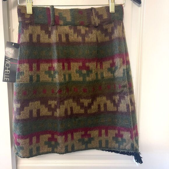 NWT Vintage My Michelle Women's Wool Cut Camel brown Rare Mini Skirt Size M/9 - Picture 3 of 6